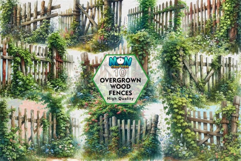 overgrown-wood-fences-clipart-png