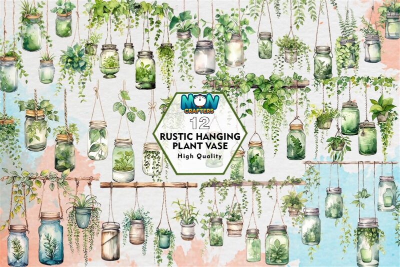 rustic-hanging-plant-vase-clipart-png