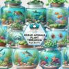 ocean-animals-plant-terrarium-clipart