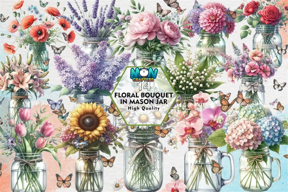floral-bouquet-in-mason-jar-clipart-png
