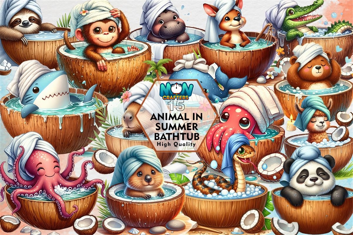 animal-in-summer-bathtub-clipart-png