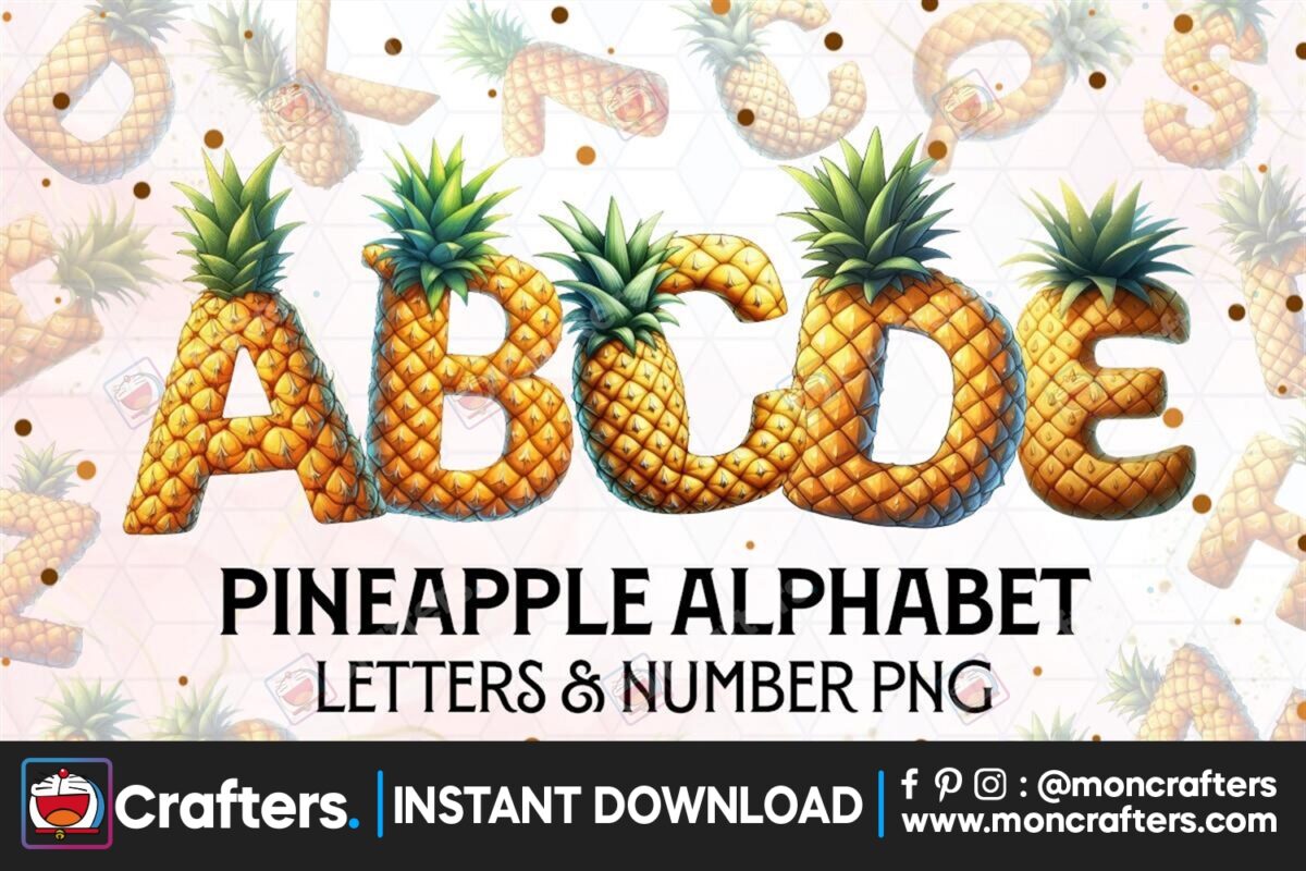 pineapple-letters-sublimation-clipart