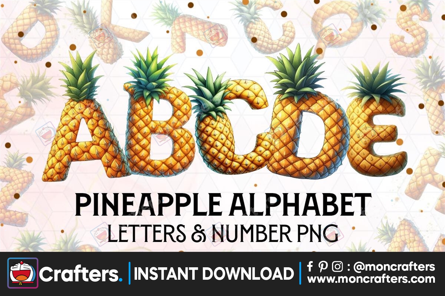 pineapple-letters-sublimation-clipart