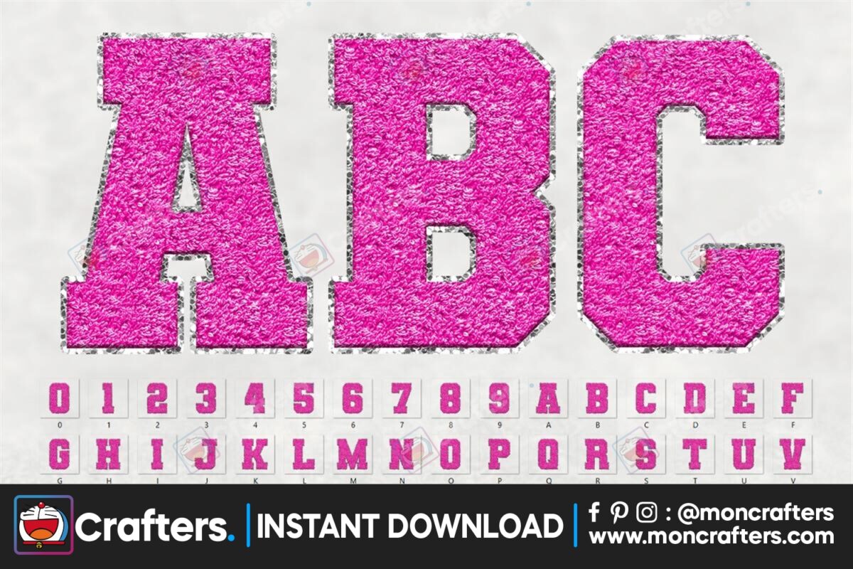 chenille-letters-faux-sequin-hot-pink