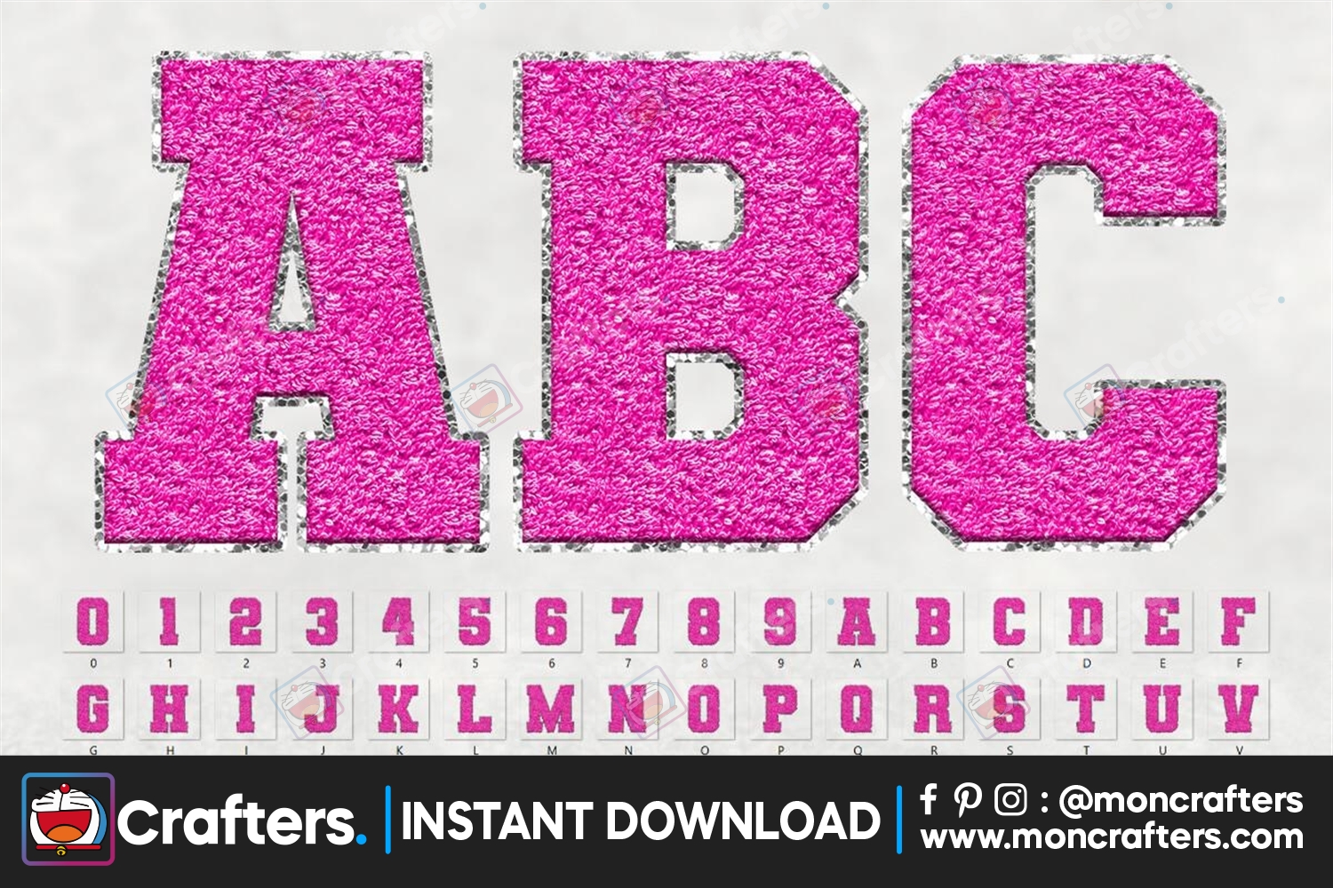 chenille-letters-faux-sequin-hot-pink
