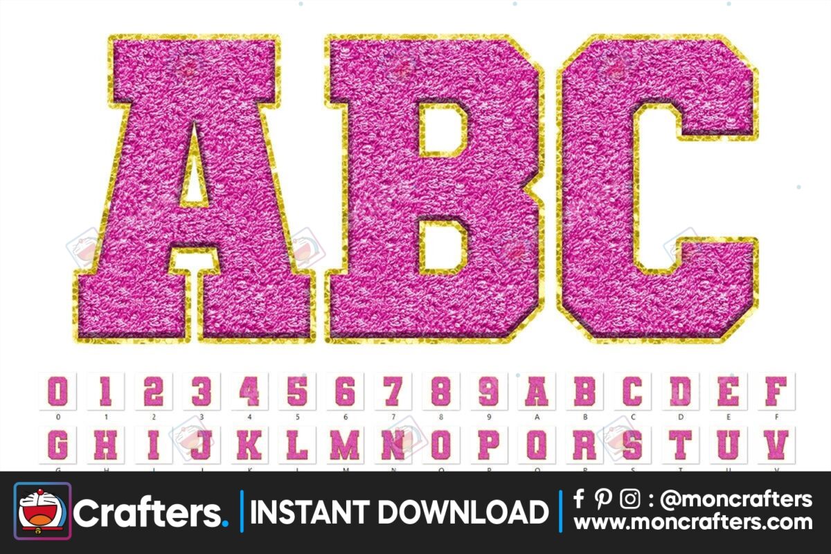 pastel-faux-chenille-alphabet-hot-pink