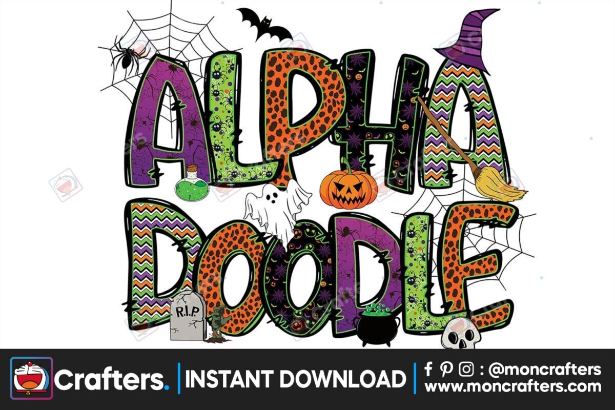 happy-halloween-doodle-alphabet-set
