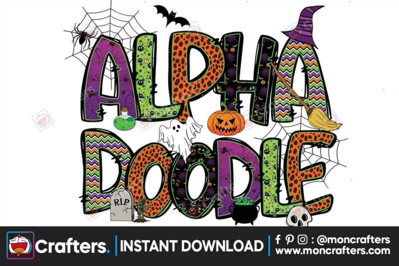 happy-halloween-doodle-alphabet-set
