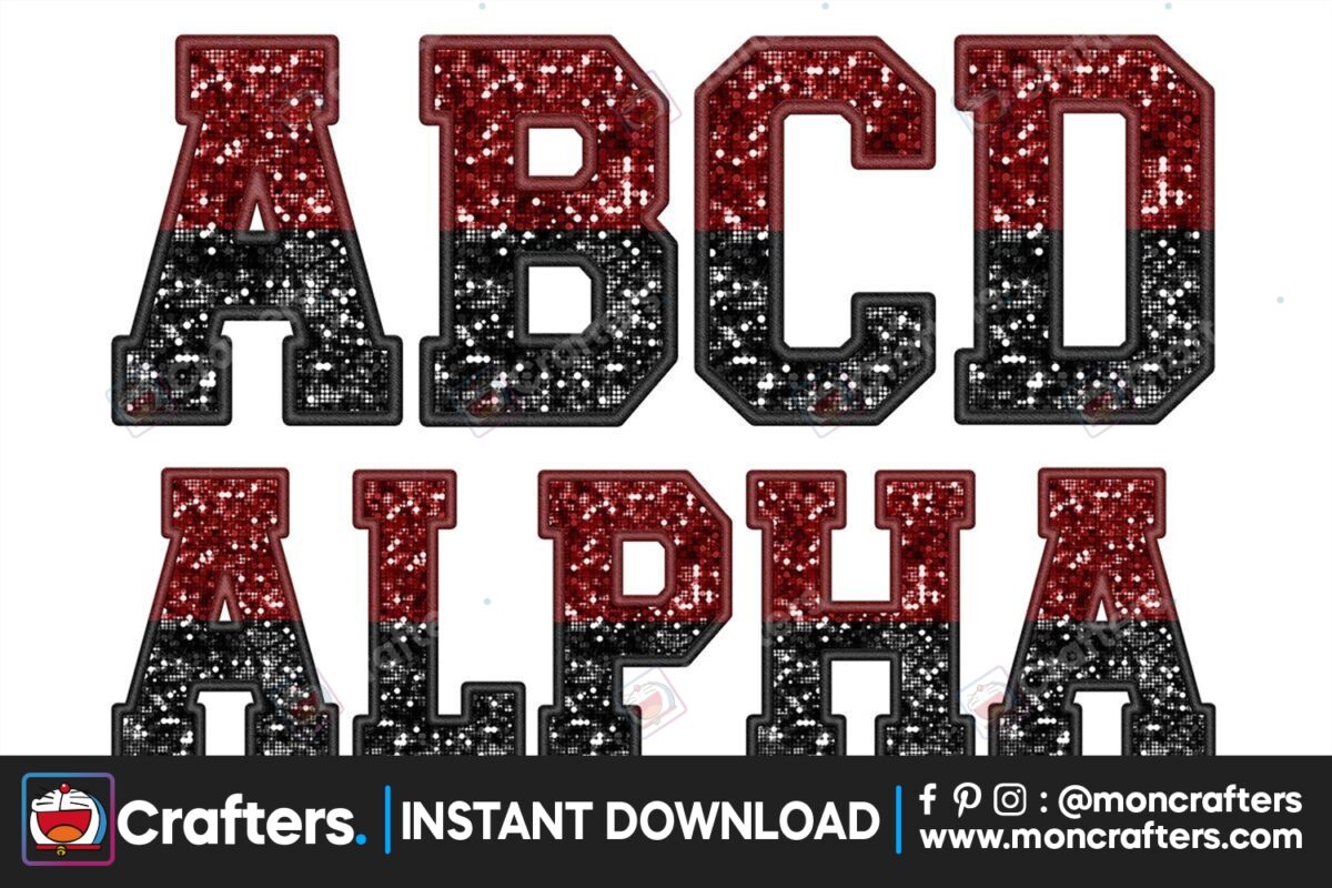 alphabet-sequin-faux-maroon-and-black