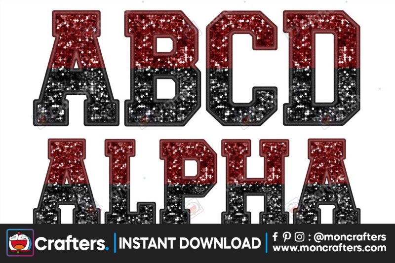 alphabet-sequin-faux-maroon-and-black