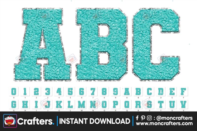 sport-chenille-faux-alphabet-teal-color