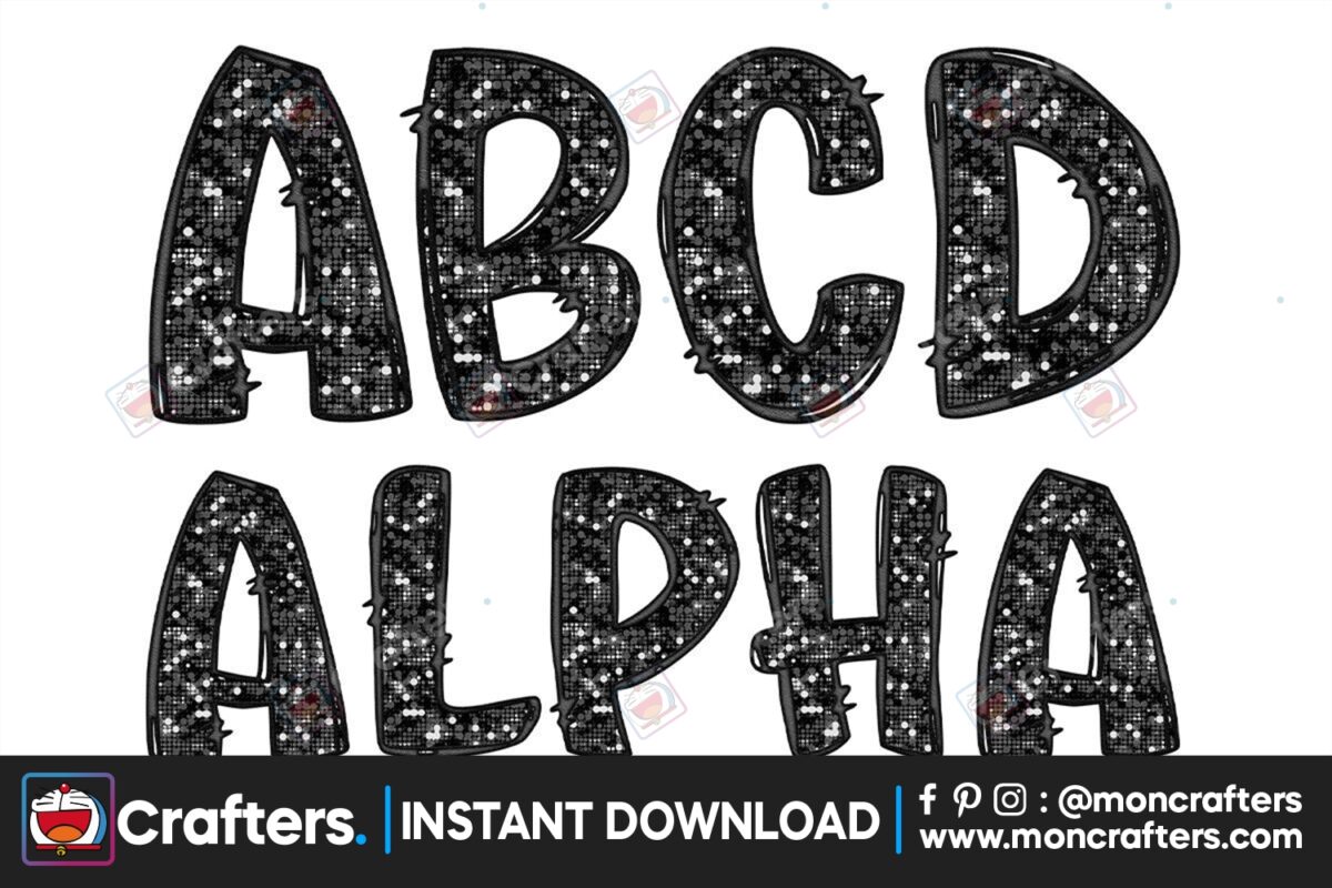 faux-embroidered-sequin-doodle-alphabet