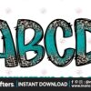turquoise-leopard-alphabet-doodle-font
