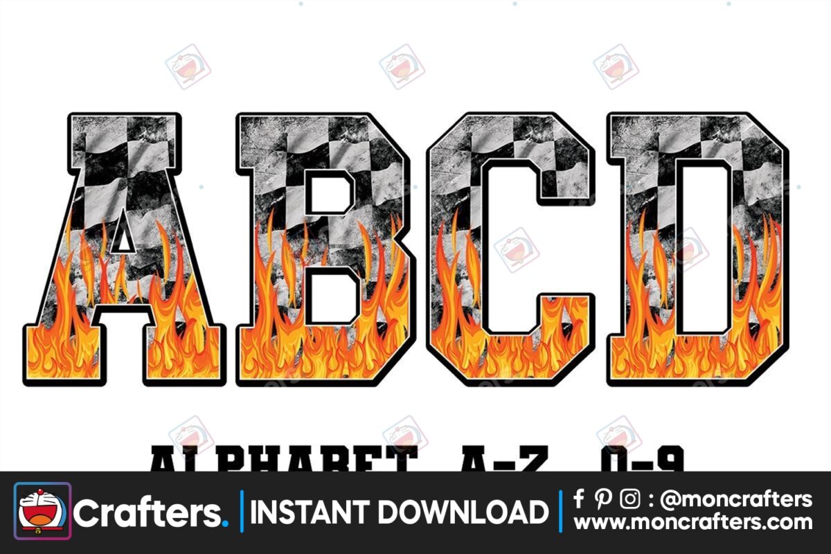 fire-race-track-checkered-alphabet-font