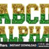gold-and-green-fuax-sequin-alphabet-png