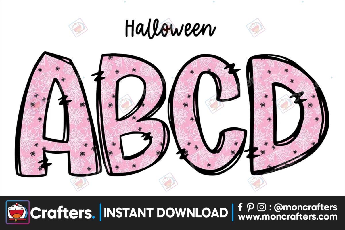 spiderweb-pink-halloween-doodle-alphabet
