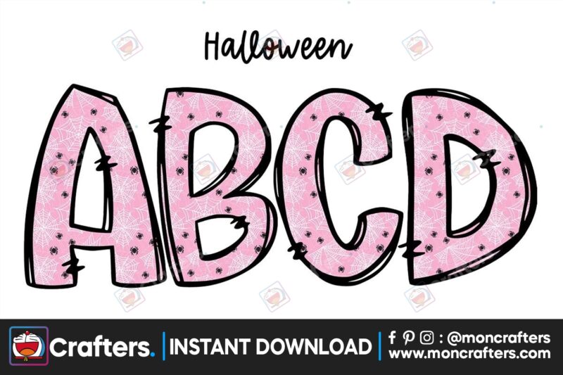 spiderweb-pink-halloween-doodle-alphabet