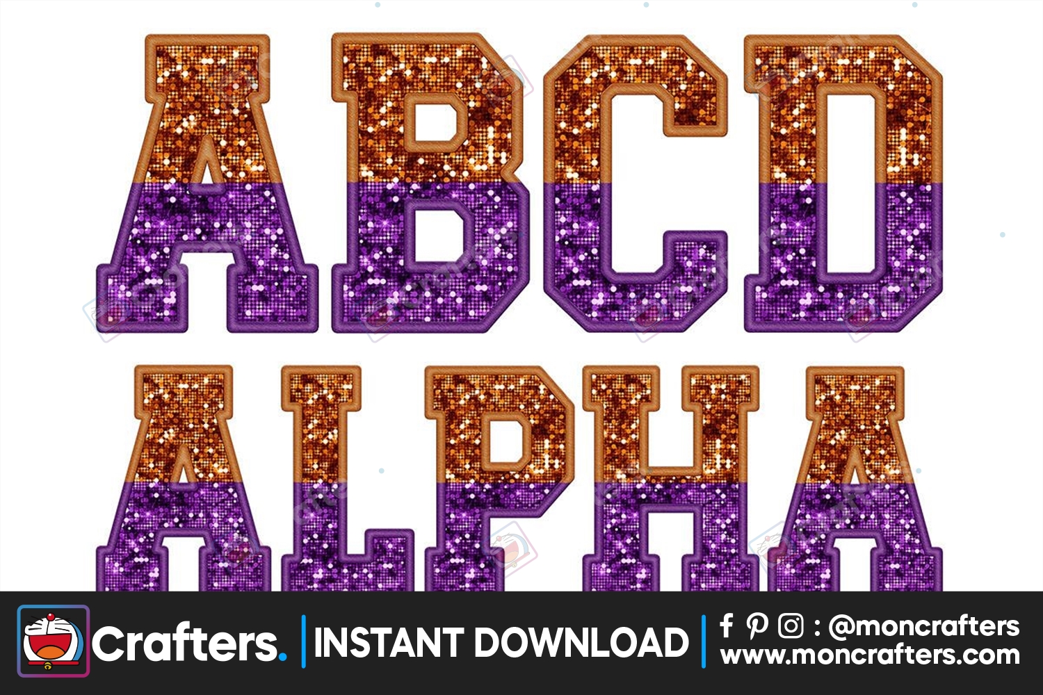 alphabet-sequin-faux-purple-and-orange