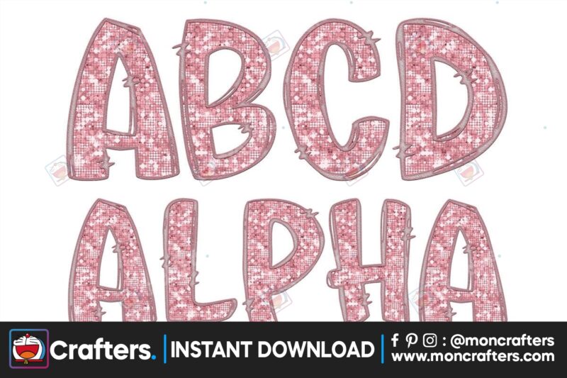 faux-embroidered-sequin-doodle-alphabet