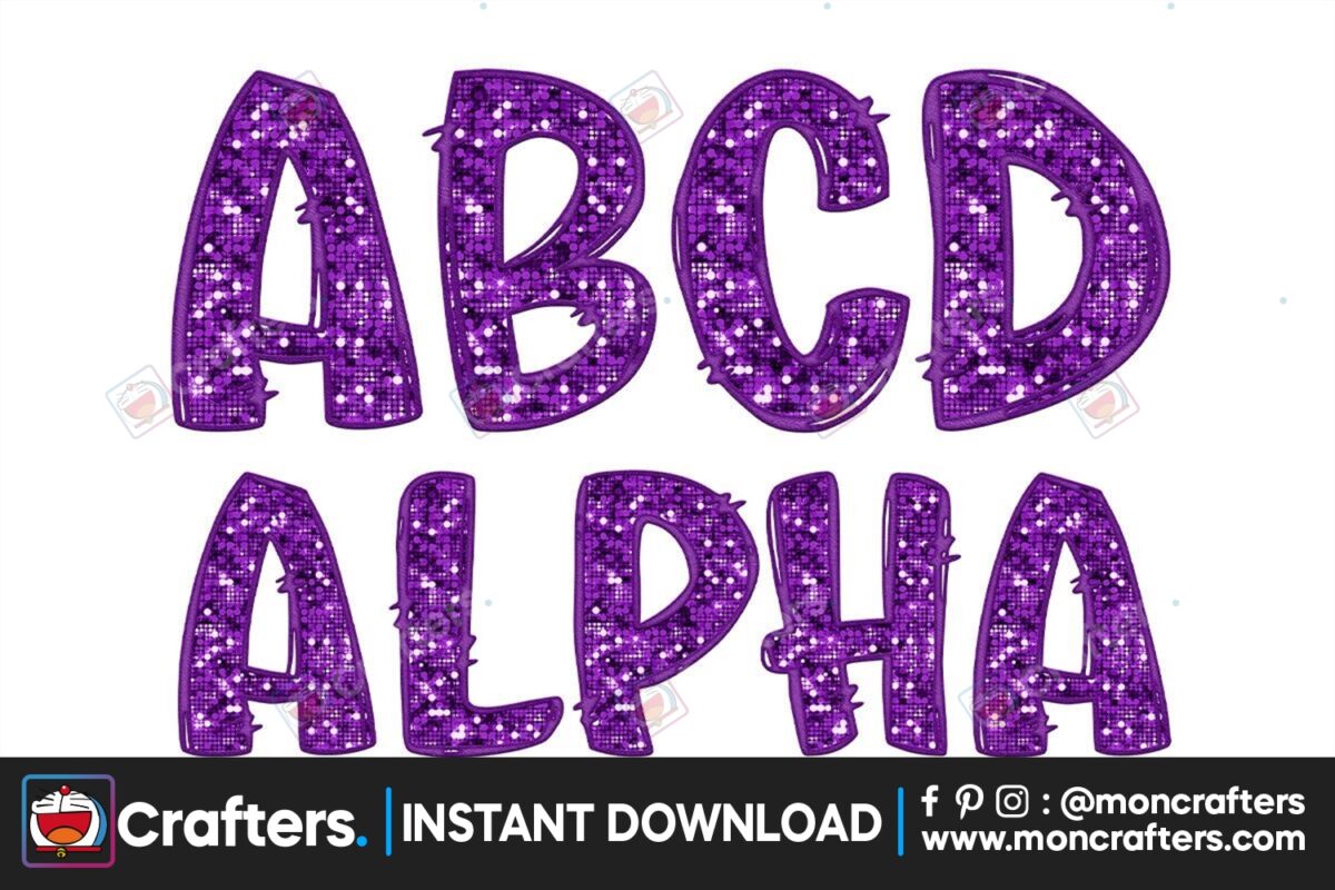 faux-embroidered-sequin-doodle-alphabet