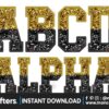 black-and-gold-sequin-faus-alphabet-png