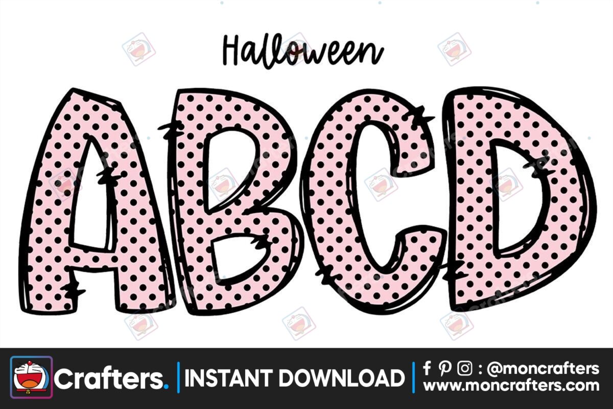 pink-dot-halloween-doodle-alphabet