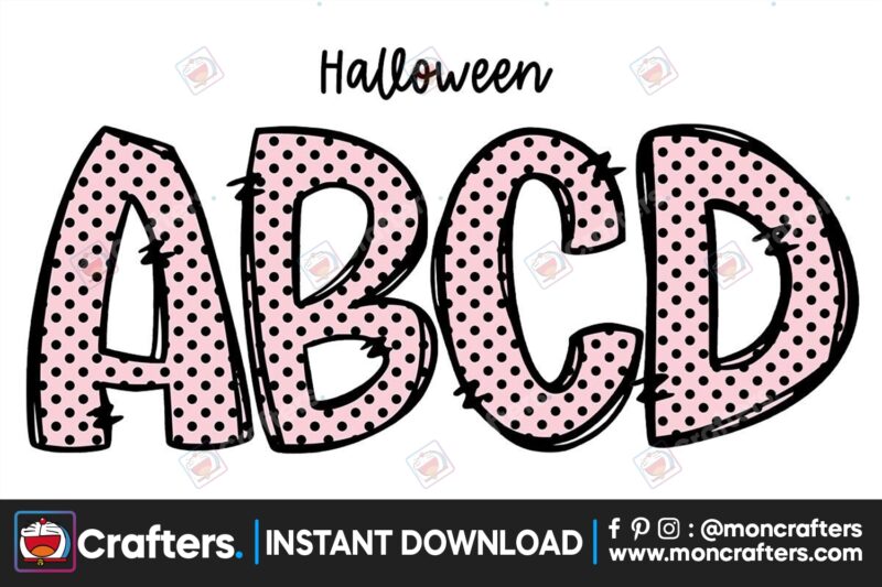 pink-dot-halloween-doodle-alphabet