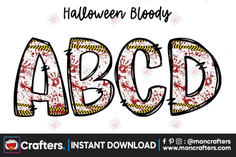 bloody-caution-halloween-alphabet-doodle