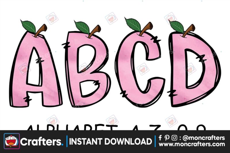 valentine-pink-apple-alphabet-doodle