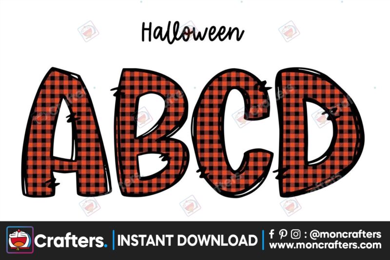 buffalo-plaid-halloween-doodle-alphabet
