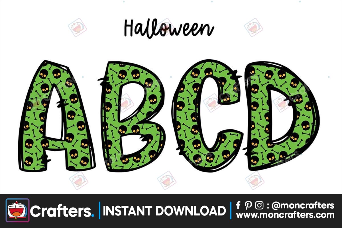 halloween-skull-bone-doodle-alphabet