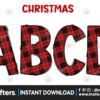 christmas-buffalo-plaid-doodle-alphabet