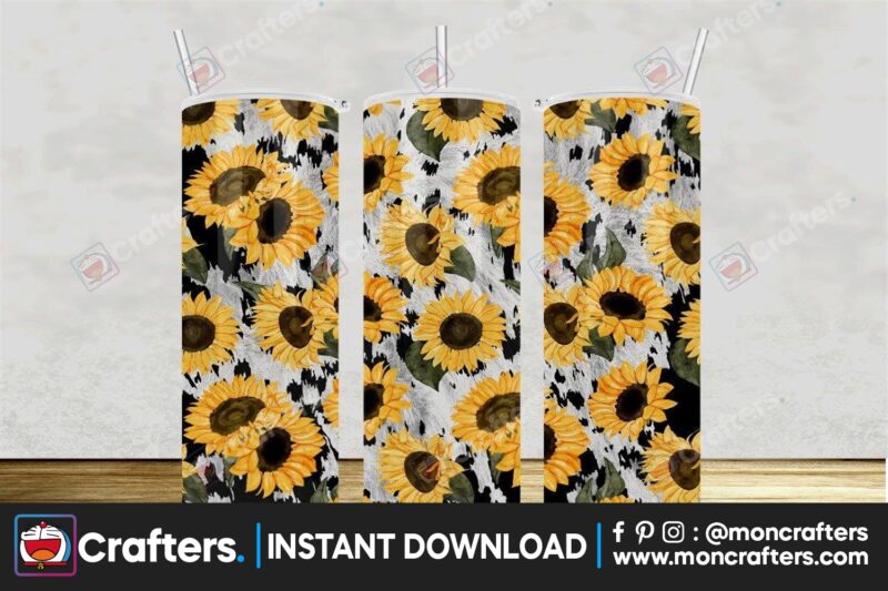 cowhide-sunflower-western-tumbler-20oz