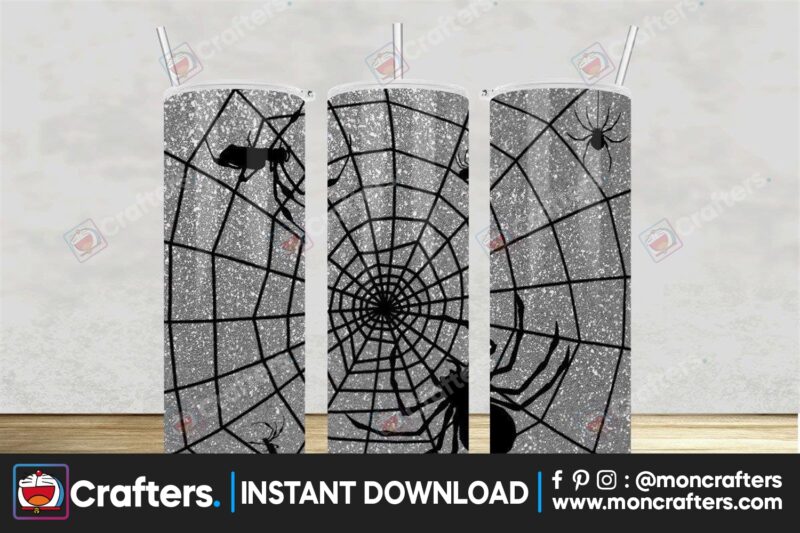 gray-glitter-spider-web-halloween