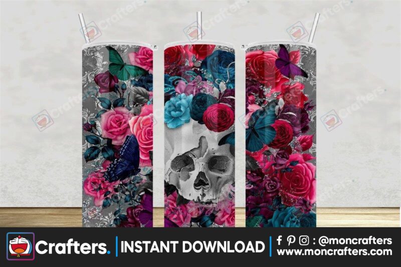 skulls-and-flowers-tumbler-wrap