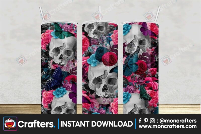 skulls-and-flowers-tumbler-design