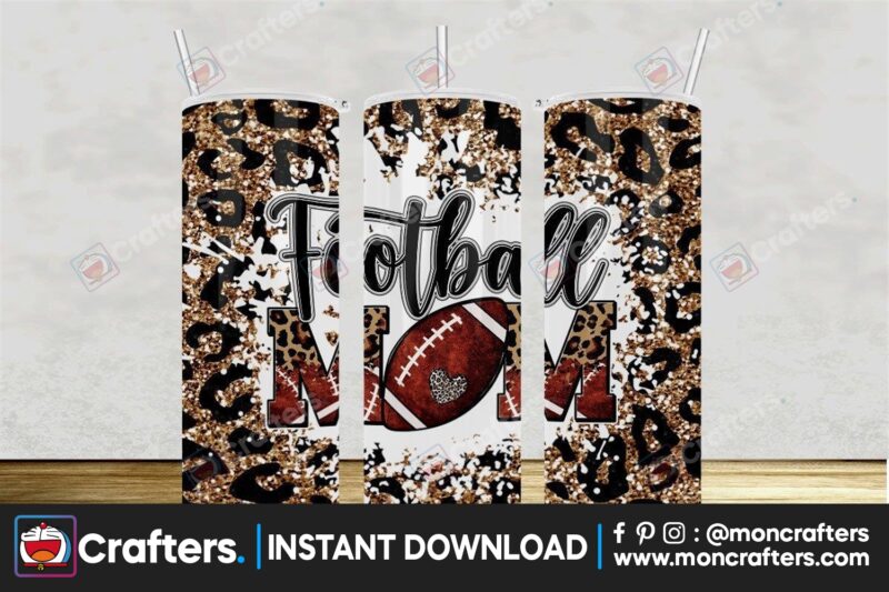 football-mom-leopard-glitter-tumbler