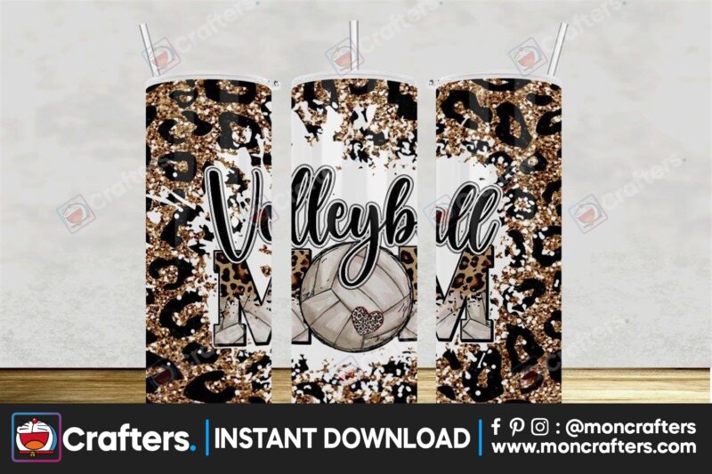 volleyball-mom-leopard-glitter-tumbler
