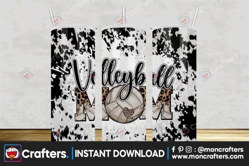 volleyball-mom-cowhide-tumbler-png