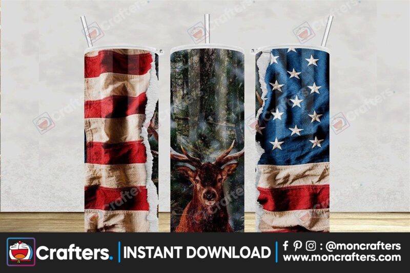 deer-hunting-american-flage-tumbler-20oz