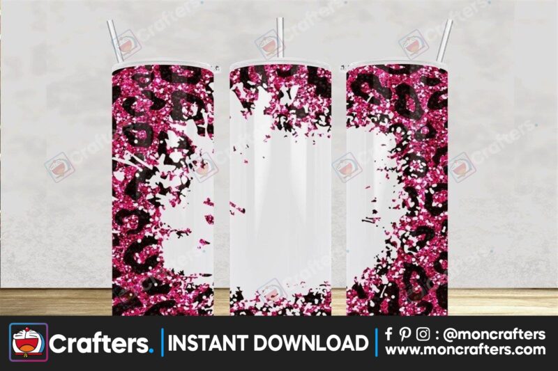 leopard-hotpink-glitter-20oz-tumbler