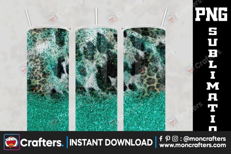 20oz-turquoise-glitter-cowhide-leopard