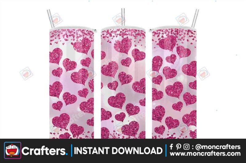 valentine-pink-heart-glitter-tumbler