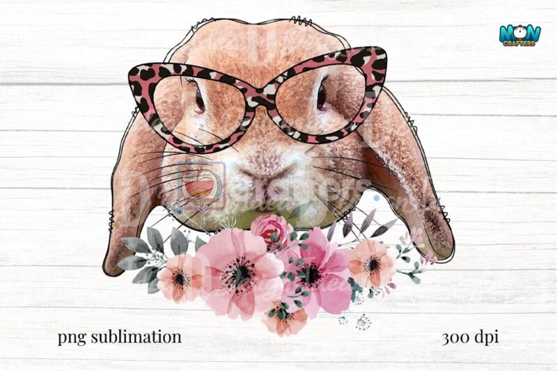 bunny-with-glasses-flower-easter
