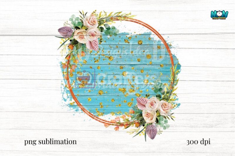 wreath-rustic-wood-flower-gold-glitter
