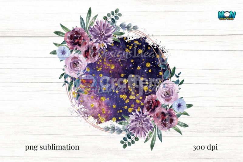 wreath-flower-galaxy-gold-glitter-png