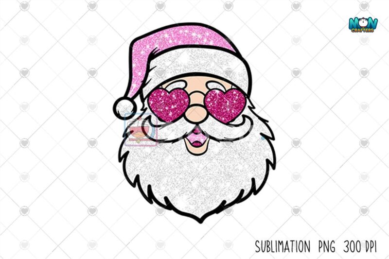 pink-santa-faux-sequin-glitter-christmas