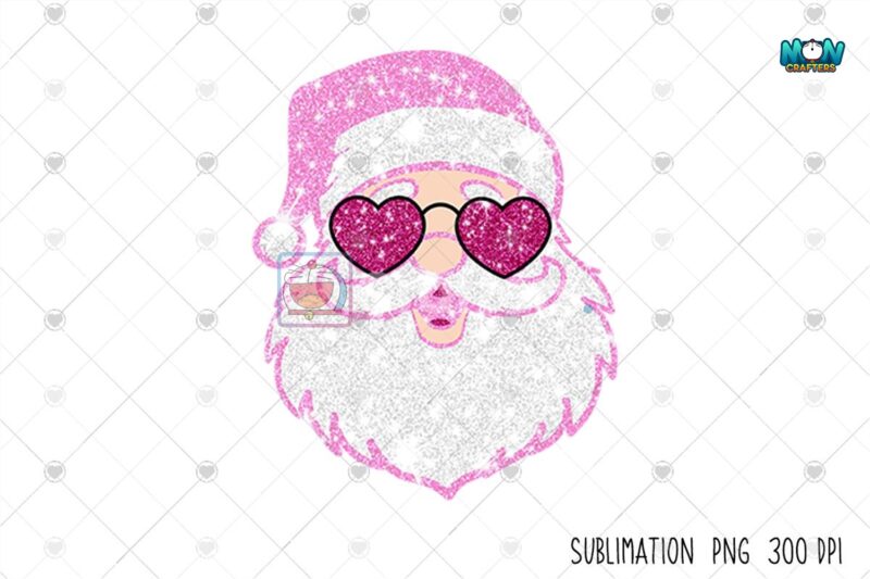 pink-santa-glitter-faux-sequin-christmas