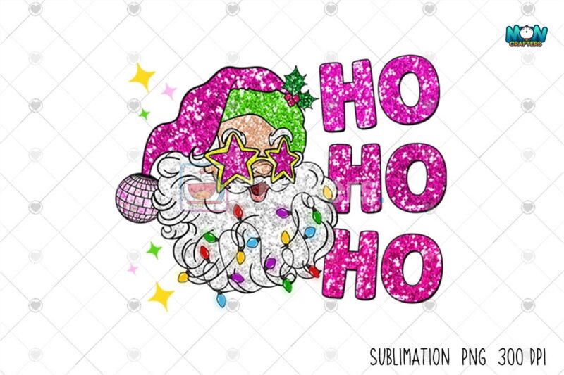 faux-sequin-pink-santa-ho-ho-ho