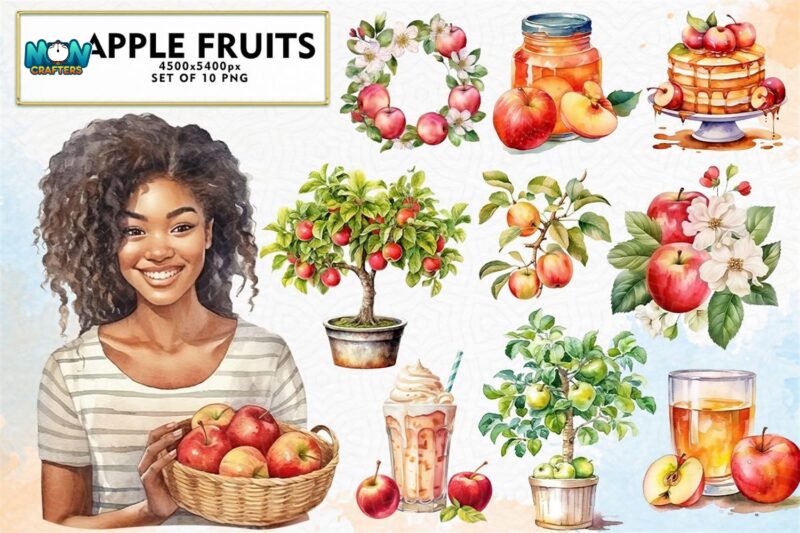 set-of-apple-fruits-sublimation-clipart